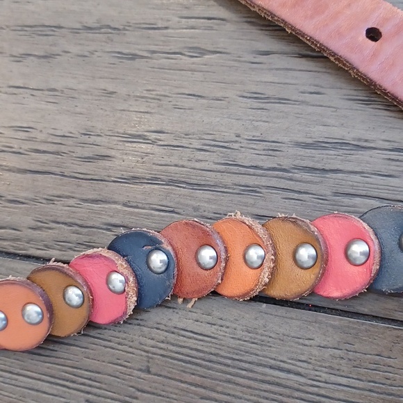 Fossil Brown Leather Belt With Colored Circles Women's Large - Picture 5 of 15